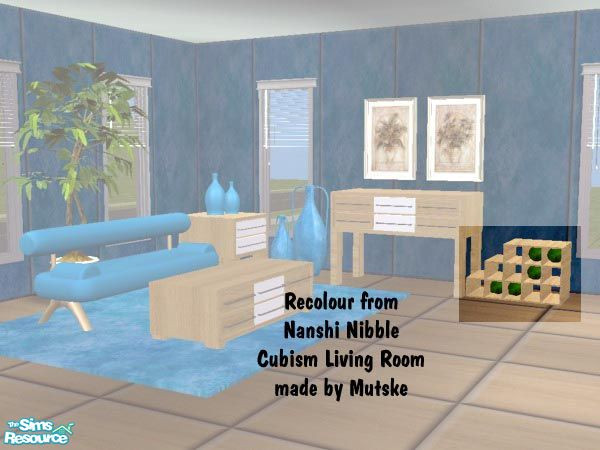 Sims 2 — Winerack by Mutske — Recolour from Nanshi Nibble Cubism Living Room. You need the original mesh. The rug is a