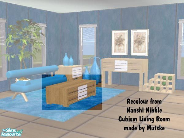 Sims 2 — Coffee Table by Mutske — Recolour from Nanshi Nibble Cubism Living Room. You need the original mesh. The rug is