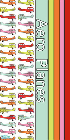 Sims 2 — Aero Plane Set by Hferguso — Aero Plane Set includes one pattern and 5 matching solids in Blue,Green,Orange,Pink