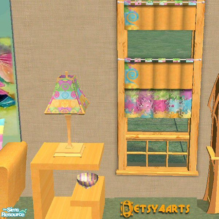 Sims 2 — TD Lamp by Betsy4arts — This lamp has a tangerine colored wood base and the shade is a design using the colors