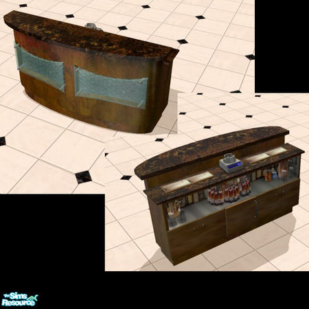 Sims 2 — Dilapidated Bar by Strapon_Jesus — Recolor of the Black Lacquer Bar Counter. Gave it a rusty ruined look.