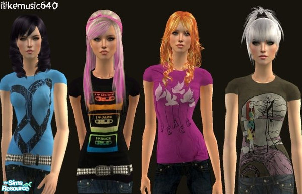 Sims 2 — Estelle Set by ILikeMusic640 — 4 graphic tees paired with a variety of faded jeans. Includes a Nightmare Before
