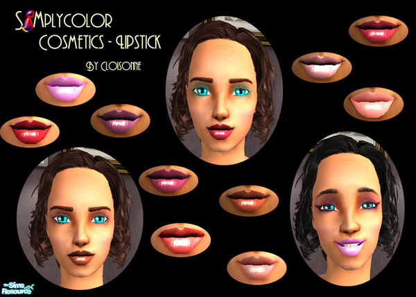 Sims 2 — Simplycolor Cosmetics Lipstick by Cloisonne — A selection of lipsticks.