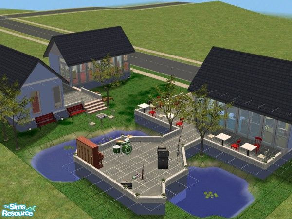 Sims 2 — UNIVERSITY BUS STOP by lorettamouse — Just outside the campus this community lot is a great place for young