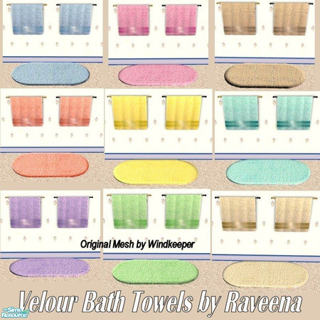Sims 2 — Velour Bath Towel Set by Raveena — These towels match my Velour bath set that was previously published on TSR.