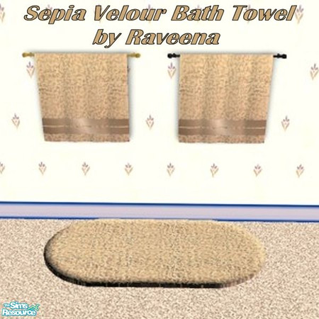 Sims 2 — Sepia Velour Bath Towel by Raveena — These towels match my Velour bath set that was previously published on TSR.