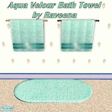 Sims 2 — Aqua Velour Bath Towel by Raveena — These towels match my Velour bath set that was previously published on TSR.