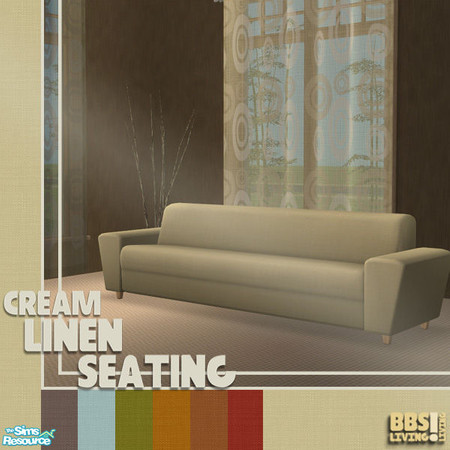 Sims 2 — Linen Seating set, Cream couch by BetterbeSim — Cream linen fabric effect. Recolor of the Straight Natural