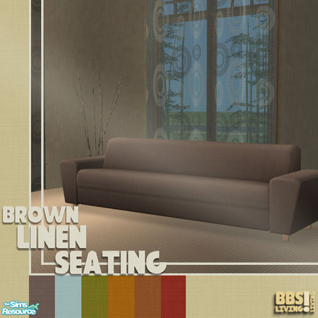 Sims 2 — Linen Seating set, Liver brown couch by BetterbeSim — Liver brown linen fabric effect. Recolor of the Straight