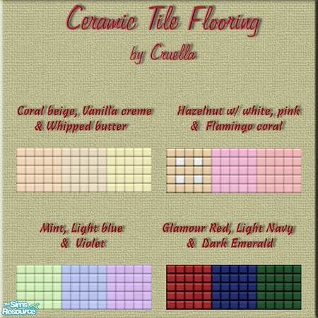 Sims 2 — am_CeramicTileFlooring by Cruella — Ceramic tiles in a variety of baked on colors. 