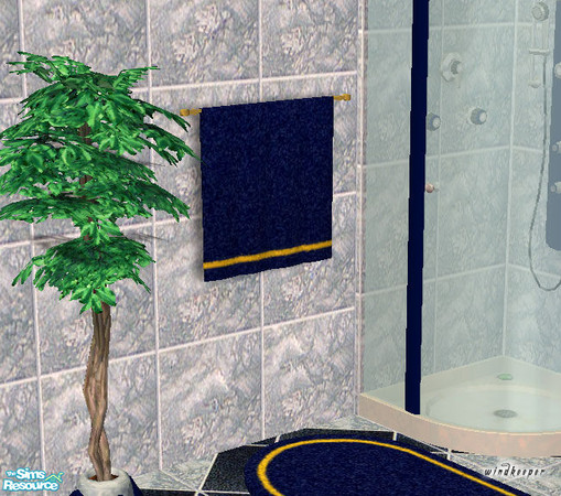 Sims 2 — Asian blue marble towel by TSR Archive — Requires "bathroom towel mesh" file from "Bathroom