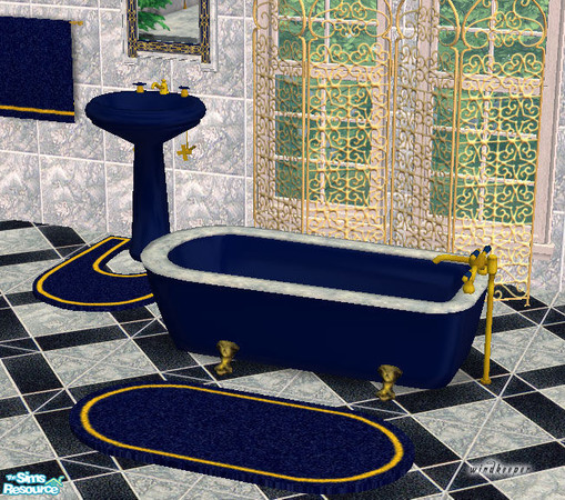 Sims 2 — Asian blue marble bathtub by TSR Archive — Asian blue marble bathtub. File includes the bathtub and the trim.