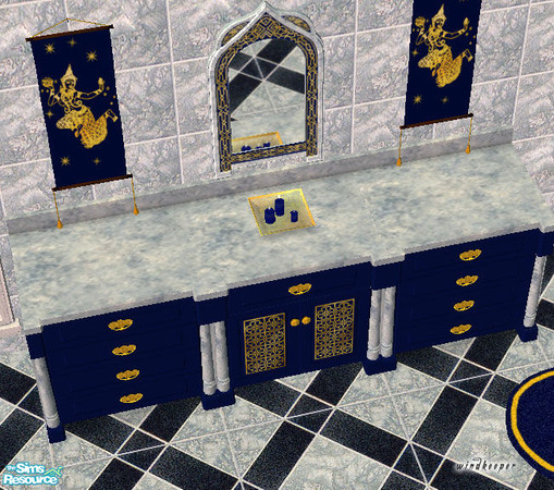 Sims 2 — Asian blue marble counter top by TSR Archive — Asian blue marble counter top. Will work for two counters and an