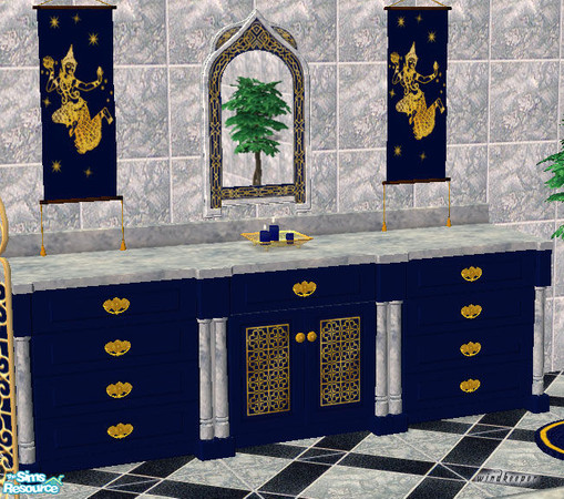 Sims 2 — Asian blue marble counter finish by TSR Archive — Asian blue marble counter finish. Will work for two counters