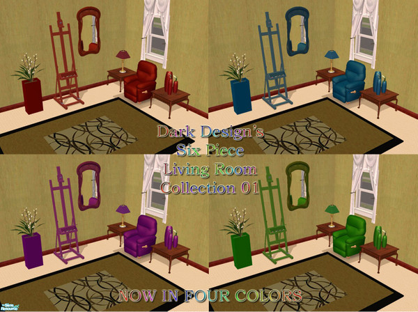 Sims 2 — Dark Design's Six Piece Living Room Coll by Dark_Design — This is a collection of six pieces, each done in four