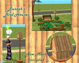Sims 2 — Buntah's Bird Houses by buntah — This is by request. Free-standing birdhouses. This set includes 3 pole colors