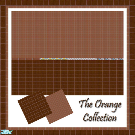 Sims 2 — The Orange Tile Collection by Girl-from-mars — Matching tile walls and floors. Perfect for the bathroom or