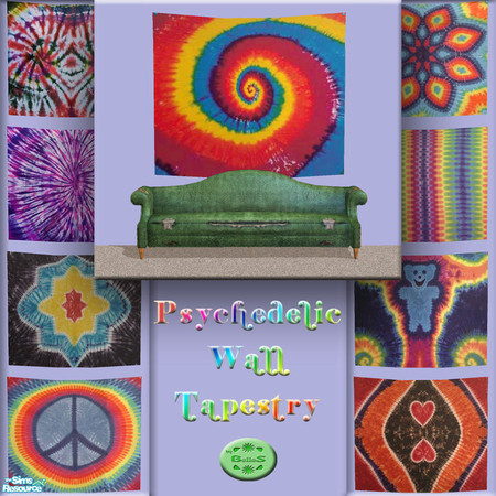 Sims 2 — Psychedelic Wall Tapestry by oldmember_Belles — I had one of these in my room at college so it only seems