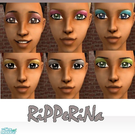 Sims 2 — Glitter Eye Shadow Set by RiPPeRiNa — It includes 6 different colours for the eye shadows: Brown, Pink, Blue,