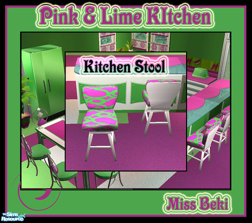Sims 2 — Stool - Pink & Lime Kitchen Collection by miss_beki — Stool - Pink & Lime Kitchen Collection by Miss