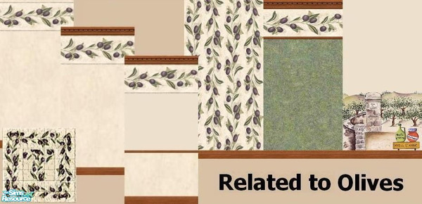 Sims 2 — Related to Olives by Lorah — Many walls relating to the delicious black olive.