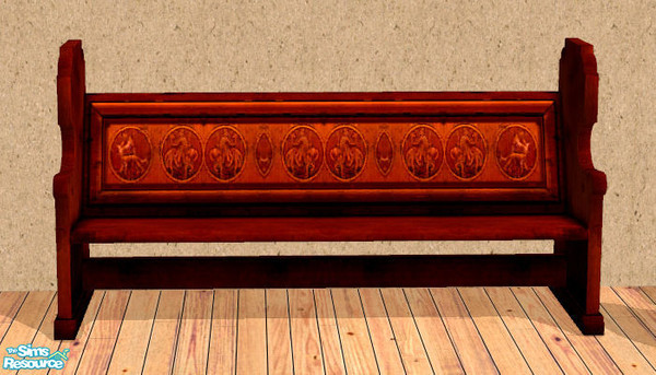 Sims 2 — NSC Medieval Sofa 3 by Neptunesuzy — Your Sims will love this Medieval sofa in redwood and with decorative seat