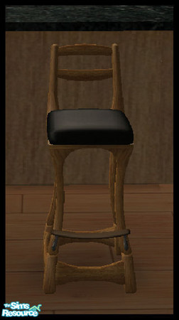 Sims 2 — Oak Bar Chair with Black Pad by SSilver — Part of my Black Marble and Oak Kitchen.