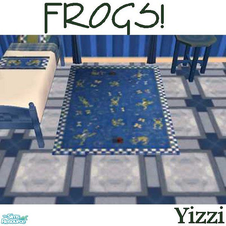 Sims 2 — FROGS! Rug by Yizzi — Blue Rug with lots of little frogs !!MUST HAVE ECHO'S 3X4 RUG MESH FOR THIS TO WORK!!