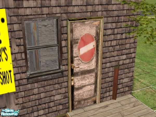 Sims 2 — Grungy peeling door, No Entry by candrew22004 — This is the No Entry door I created for my Billy Grunge hovel.