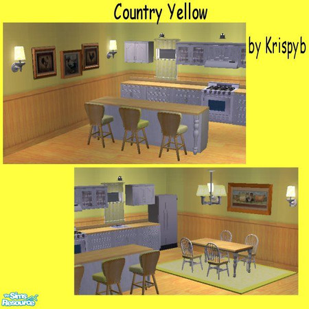 Sims 2 — Country Yellow Kitchen by Krispyb — Bright yellow colors make this a light, sunny room for your simmies to