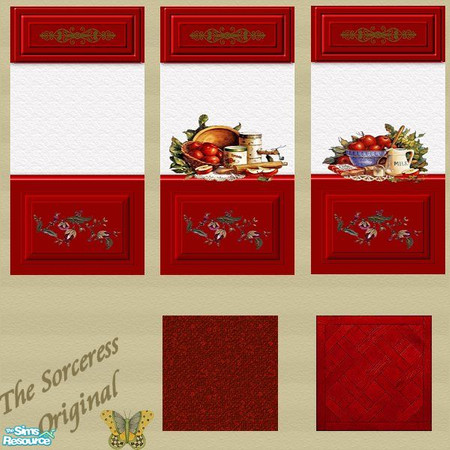 Sims 2 — JJs kitchen reds part 1 by thesorceress — Beautifull kitchen walls and floors Have fun The Sorceress