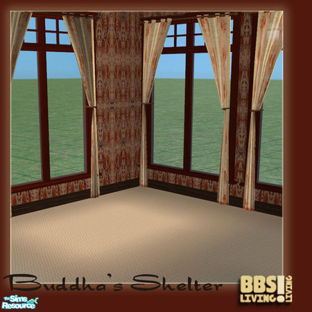 Sims 2 — Buddha's Shelter bedroomset, Curtains by BetterbeSim — Linnen and patterned curtains with sheer parts. Do not