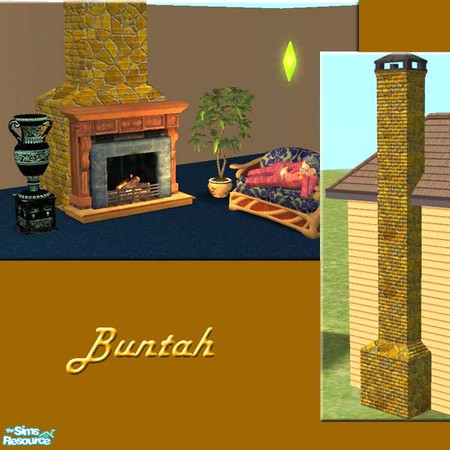 Sims 2 — Brown Stone Chimney by buntah — This is a chimney only. NOT A FIREPLACE. If you don't know how to install