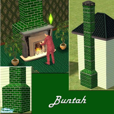 Sims 2 — Green Brick Chimney by buntah — This is a chimney only. NOT A FIREPLACE. If you don't know how to install