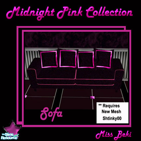 Sims 2 — Midnight Pink Sofa by miss_beki — Midnight Pink Sofa. This is a mesh Recolour of the "Arizona" by