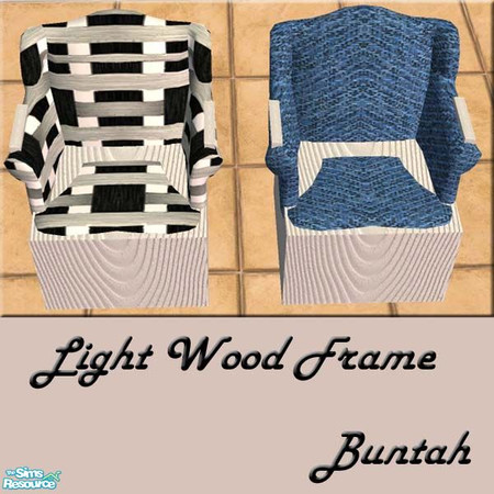 Sims 2 — Anywhere Chair - Light Wood Frame by buntah — This chair is more than just an easy chair ... it also works with