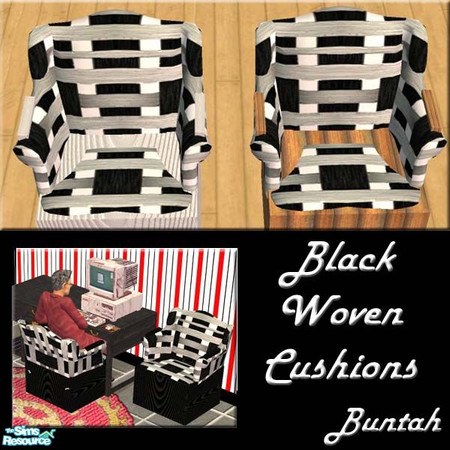 Sims 2 — Anywhere Chair - Black & White Cushions by buntah — This chair is more than just an easy chair ... it also