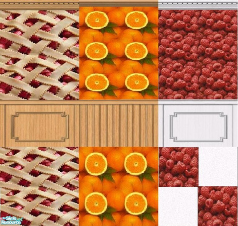 Sims 2 — delicious decor by twistedstar — Some walls and floors designed to make you hungry. Probably best in your sims