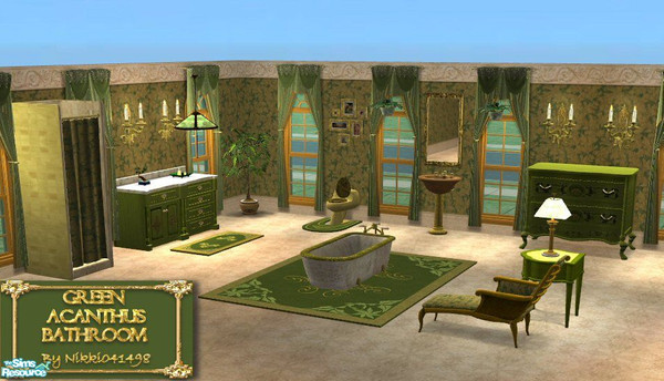 Sims 2 — Green Acanthus Bathroom by Nikki041498 — Greece? Rome?.......Vegas???? Whether a villa in Greece or a hotel in