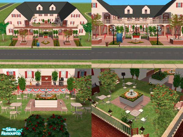 Sims 2 — Old Town Center by Pinecat — A nostalgic town center for either your campus or residential neighborhood. Laze