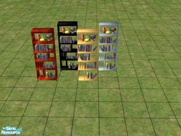 Sims 2 — Tall Open Back Bookcase with Vases Pine by lledford — A taller openback bookcase with vases Pine Recolor.