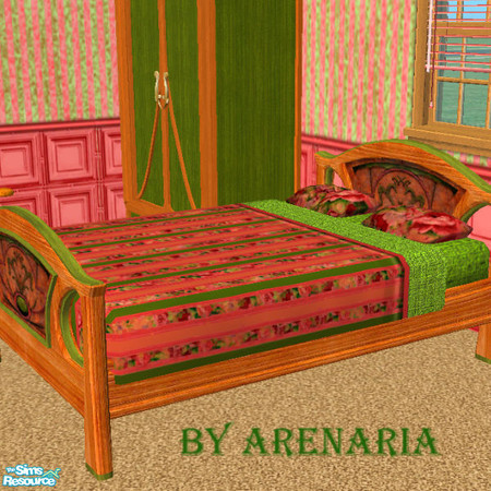 Sims 2 — Cabbage Rose Bedframe by arenaria — This is the frame for the bed in my Cabbage Rose bed in my collection. By