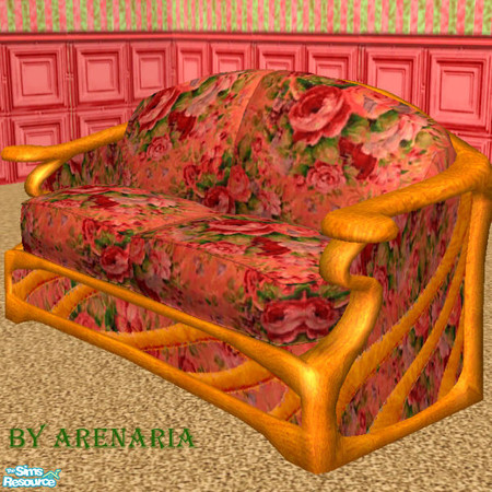 Sims 2 — Cabbage Rose Loveseat Cushions by arenaria — This is the cushions only for the loveseat of my Cabbage Rose