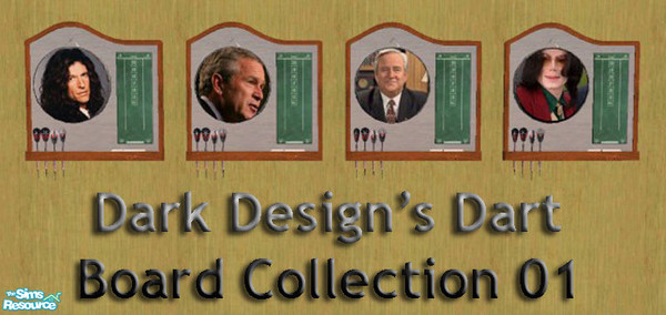 Sims 2 — Dark Design's Dart Board Set 01 by Dark_Design — This is a set of four dart boards with faces in the center.