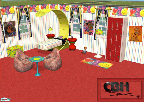Sims 2 — CBH-Smiley Love Set by chelebellhell — Brighten your sim child's room with playful colors and designs. *Dr