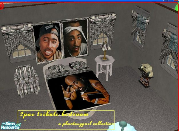 Sims 2 — 2Pac Chromed-Out Bedroom by PhantasyGurl — This Bedroom set is my 2pac Chrome color bedroom that includes