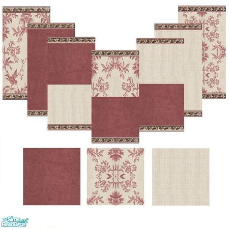 Sims 2 — Wine and Beige Collection by ms_teree — The colors of wine and beige are combined to create wall and floors to