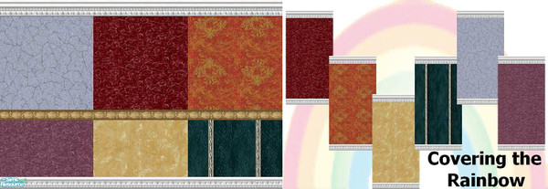 Sims 2 — Covering the Rainbow by Lorah — There are 15 dreamy walls to this rainbow set. Covering red, orange, yellow,