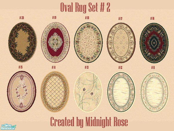 Sims 2 — MRC 2x3 Oval Rugs Set #2 by MidnightRose — Many thanks to Windkeeper for modifying Echo's rug for this shape!
