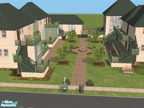 Sims 2 — Residential Apartments by Pinecat — Sims can live together but with separate apartments! Apartments: 2 lg 1-BR